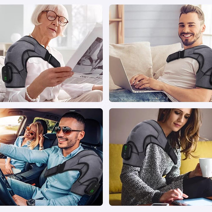 Premium Heated Shoulder Pad Vibration Massager Adjustable Heat Levels 5000mAh USB Rechargeable Shoulder Wrap for Home Gym Work Daily Use Comfort Fit