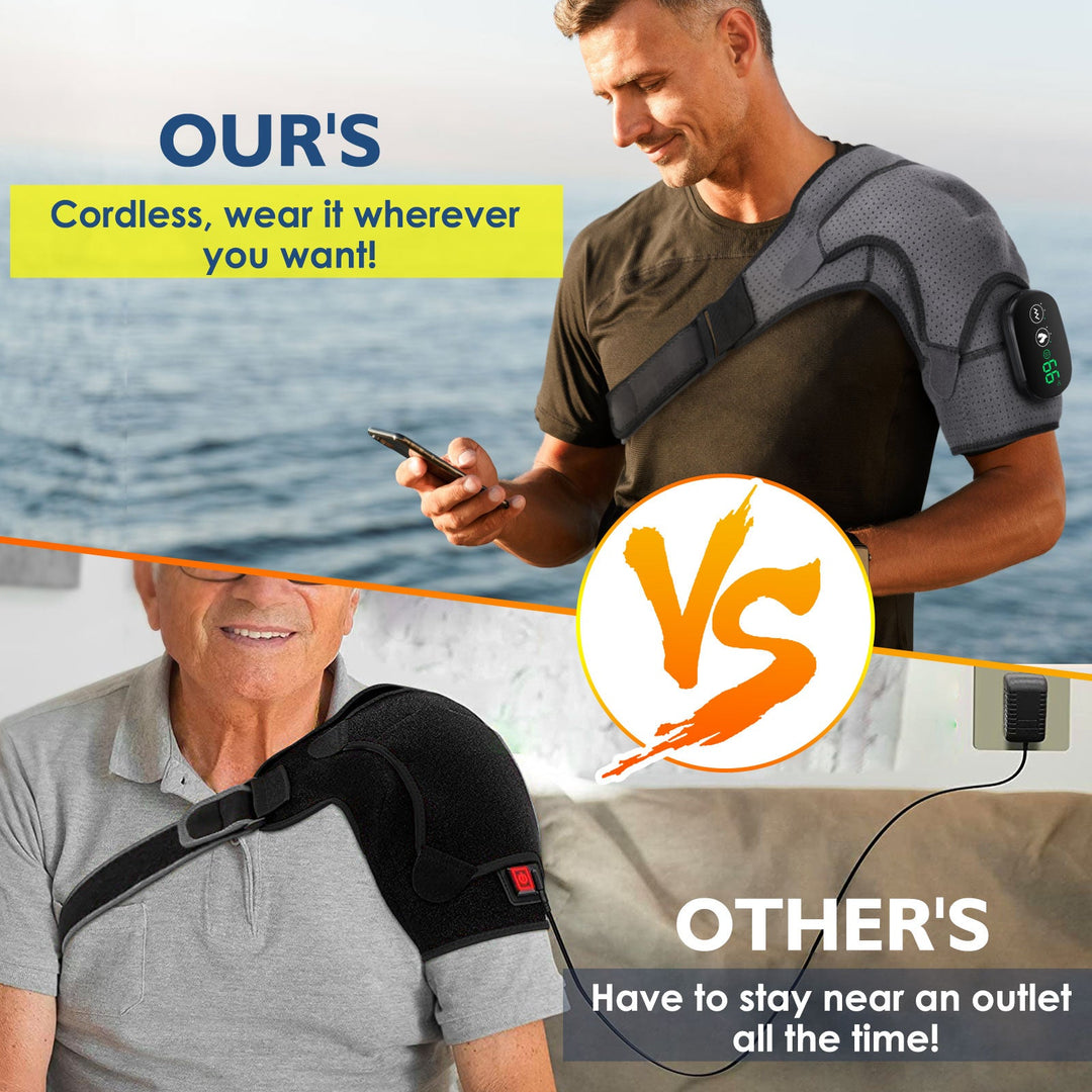 Premium Heated Shoulder Pad Vibration Massager Adjustable Heat Levels 5000mAh USB Rechargeable Shoulder Wrap for Home Gym Work Daily Use Comfort Fit
