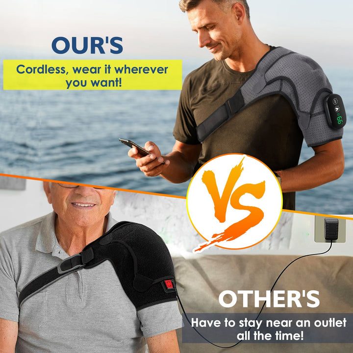 Premium Heated Shoulder Pad Vibration Massager Adjustable Heat Levels 5000mAh USB Rechargeable Shoulder Wrap for Home Gym Work Daily Use Comfort Fit