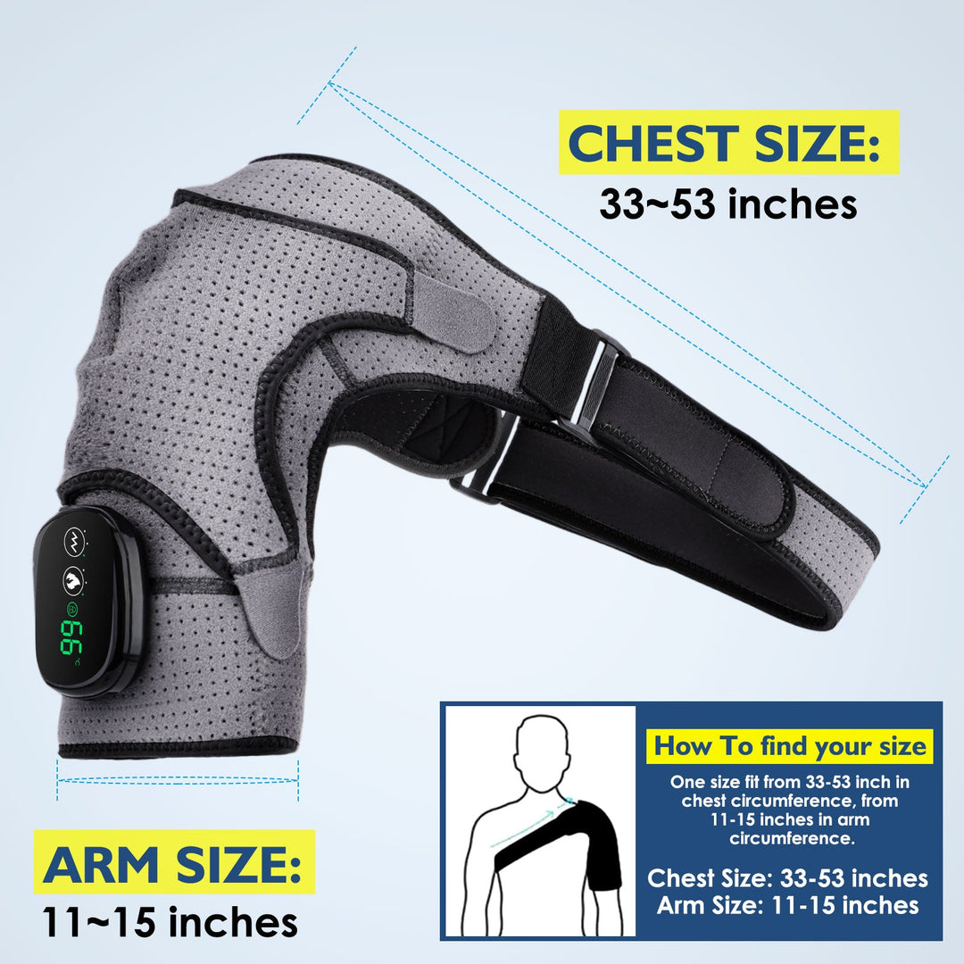 Premium Heated Shoulder Pad Vibration Massager Adjustable Heat Levels 5000mAh USB Rechargeable Shoulder Wrap for Home Gym Work Daily Use Comfort Fit