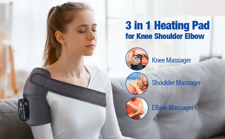 Premium Heated Shoulder Pad Vibration Massager Adjustable Heat Levels 5000mAh USB Rechargeable Shoulder Wrap for Home Gym Work Daily Use Comfort Fit