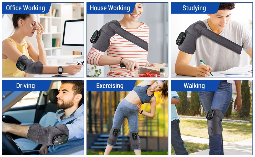 Premium Heated Shoulder Pad Vibration Massager Adjustable Heat Levels 5000mAh USB Rechargeable Shoulder Wrap for Home Gym Work Daily Use Comfort Fit