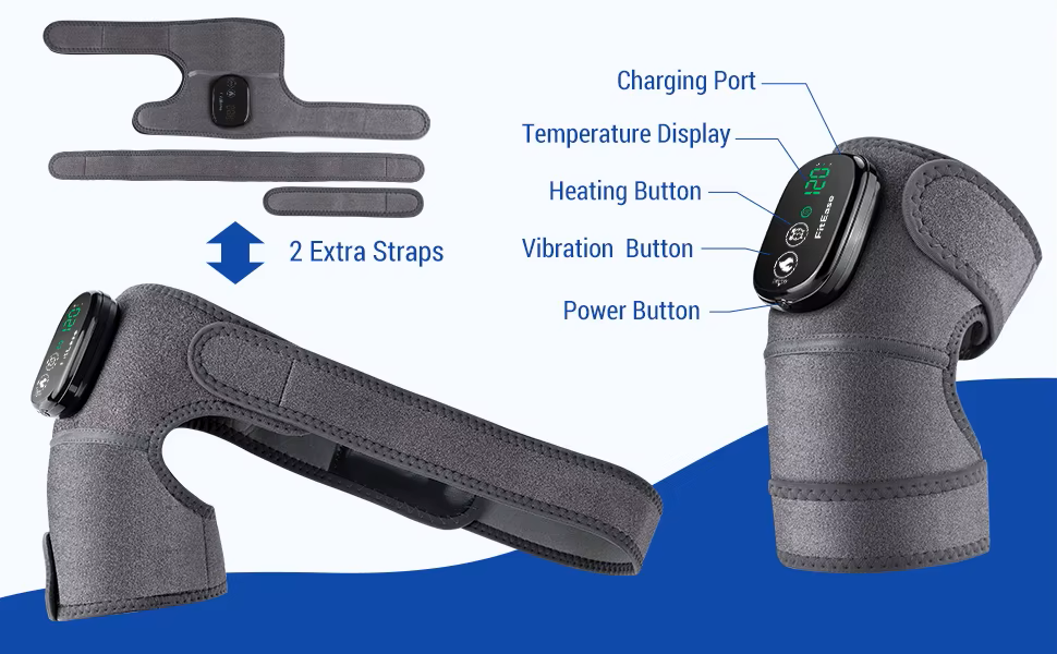 Premium Heated Shoulder Pad Vibration Massager Adjustable Heat Levels 5000mAh USB Rechargeable Shoulder Wrap for Home Gym Work Daily Use Comfort Fit