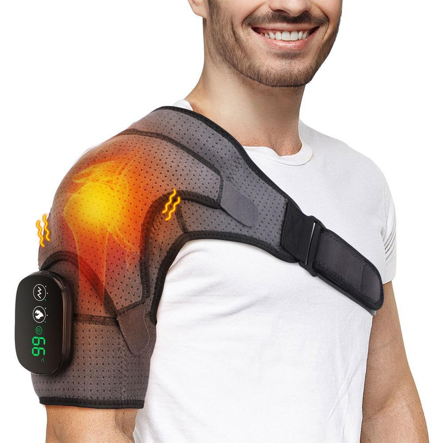 Premium Heated Shoulder Pad Vibration Massager Adjustable Heat Levels 5000mAh USB Rechargeable Shoulder Wrap for Home Gym Work Daily Use Comfort Fit