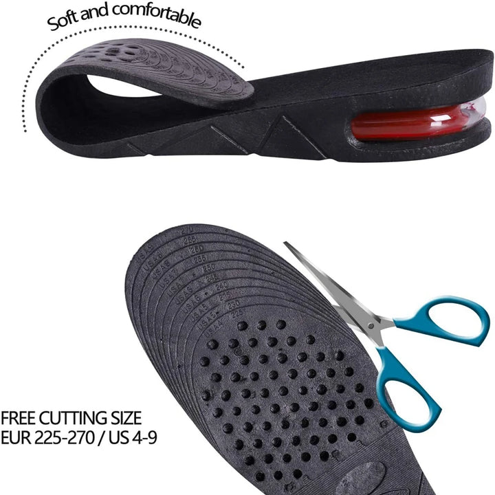 Premium Height Increase Insoles Adjustable 3 to 9cm Elevator Inserts Air Cushion EVA Shoe Lifts Unisex Insoles for Men Women Daily Use Comfort Fit