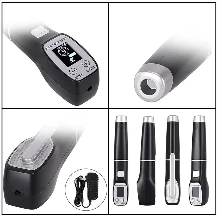 Premium High Frequency Facial Device Electro Therapy Wand Digital Display Glass Electrodes Portable Skin Care Device for Face Neck Scalp Daily Use