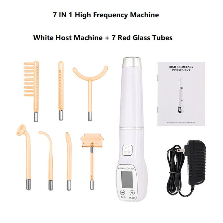 Premium High Frequency Facial Device Electro Therapy Wand Digital Display Glass Electrodes Portable Skin Care Device for Face Neck Scalp Daily Use