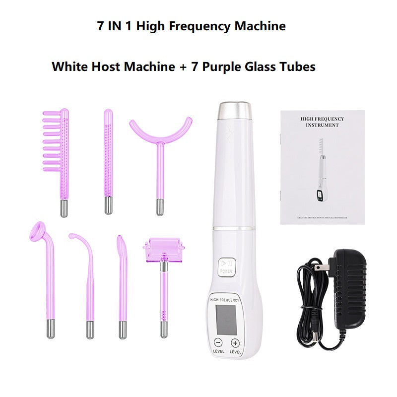 Premium High Frequency Facial Device Electro Therapy Wand Digital Display Glass Electrodes Portable Skin Care Device for Face Neck Scalp Daily Use