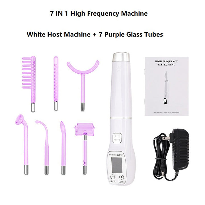 Premium High Frequency Facial Device Electro Therapy Wand Digital Display Glass Electrodes Portable Skin Care Device for Face Neck Scalp Daily Use