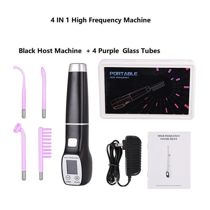 Premium High Frequency Facial Device Electro Therapy Wand Digital Display Glass Electrodes Portable Skin Care Device for Face Neck Scalp Daily Use