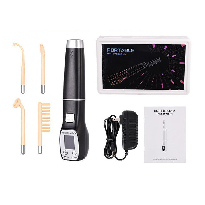 Premium High Frequency Facial Device Electro Therapy Wand Digital Display Glass Electrodes Portable Skin Care Device for Face Neck Scalp Daily Use