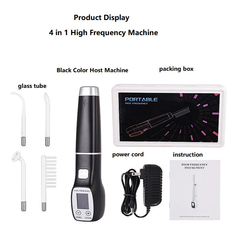 Premium High Frequency Facial Device Electro Therapy Wand Digital Display Glass Electrodes Portable Skin Care Device for Face Neck Scalp Daily Use