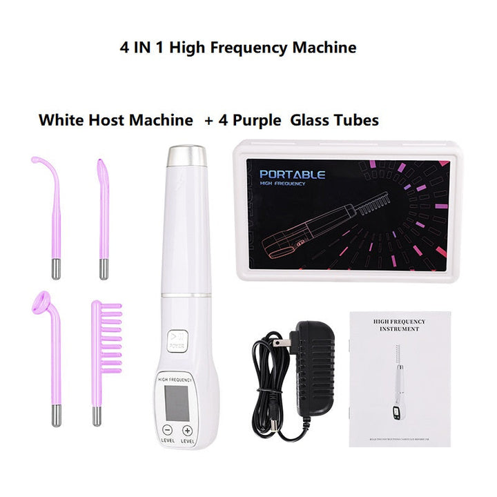 Premium High Frequency Facial Device Electro Therapy Wand Digital Display Glass Electrodes Portable Skin Care Device for Face Neck Scalp Daily Use