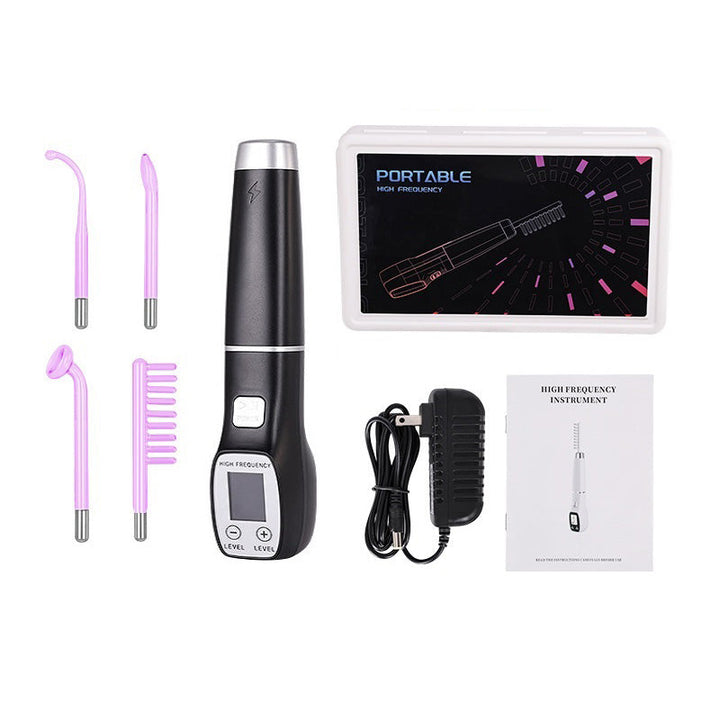 Premium High Frequency Facial Device Electro Therapy Wand Digital Display Glass Electrodes Portable Skin Care Device for Face Neck Scalp Daily Use