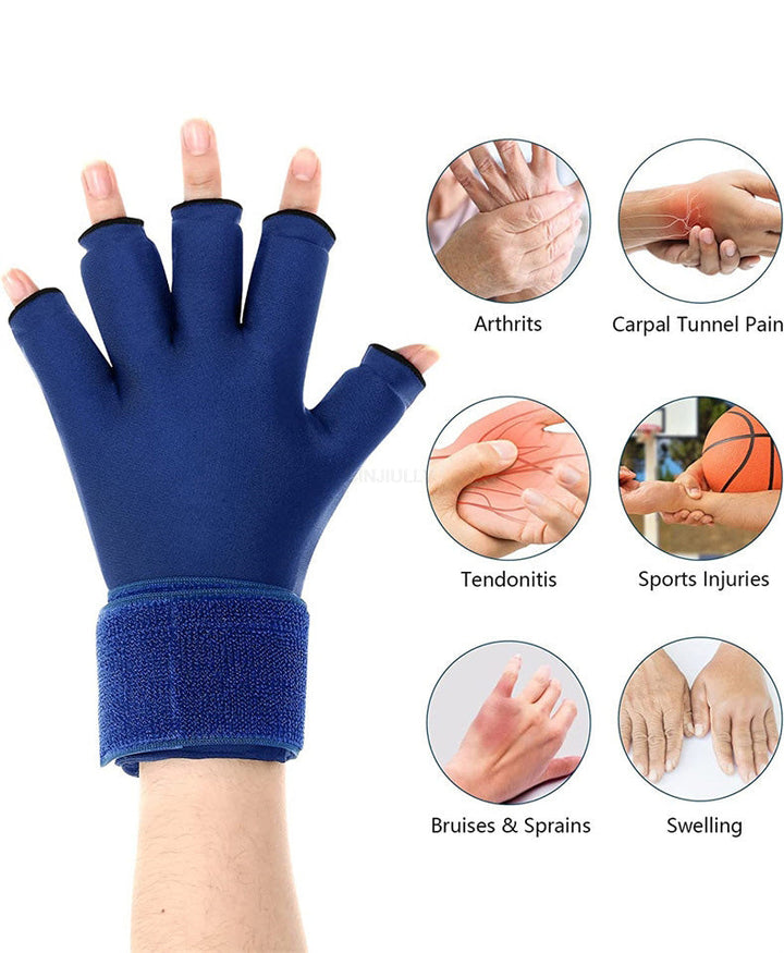 Premium Hot Cold Therapy Gloves Gel Compression Gloves Adjustable Wrist Strap Open Finger Design Reusable Ice Heat Pack for Hands Daily Use Comfort Fit