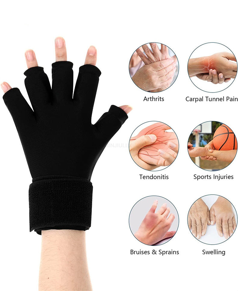 Premium Hot Cold Therapy Gloves Gel Compression Gloves Adjustable Wrist Strap Open Finger Design Reusable Ice Heat Pack for Hands Daily Use Comfort Fit