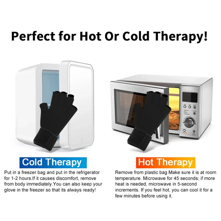 Premium Hot Cold Therapy Gloves Gel Compression Gloves Adjustable Wrist Strap Open Finger Design Reusable Ice Heat Pack for Hands Daily Use Comfort Fit