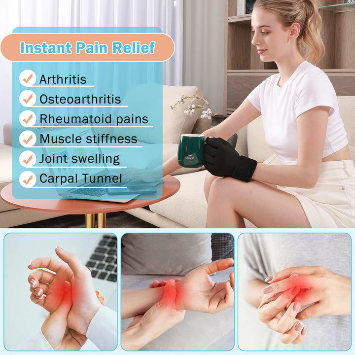 Premium Hot Cold Therapy Gloves Gel Compression Gloves Adjustable Wrist Strap Open Finger Design Reusable Ice Heat Pack for Hands Daily Use Comfort Fit