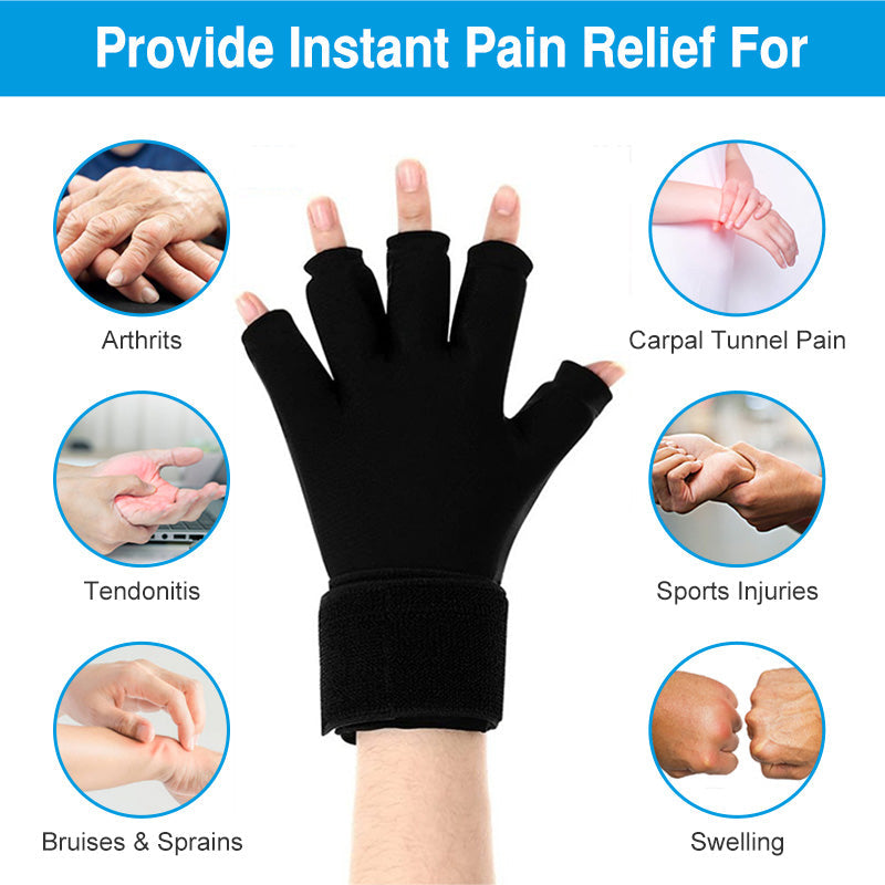 Premium Hot Cold Therapy Gloves Gel Compression Gloves Adjustable Wrist Strap Open Finger Design Reusable Ice Heat Pack for Hands Daily Use Comfort Fit