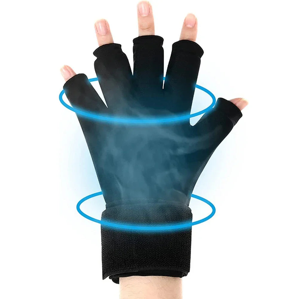Premium Hot Cold Therapy Gloves Gel Compression Gloves Adjustable Wrist Strap Open Finger Design Reusable Ice Heat Pack for Hands Daily Use Comfort Fit