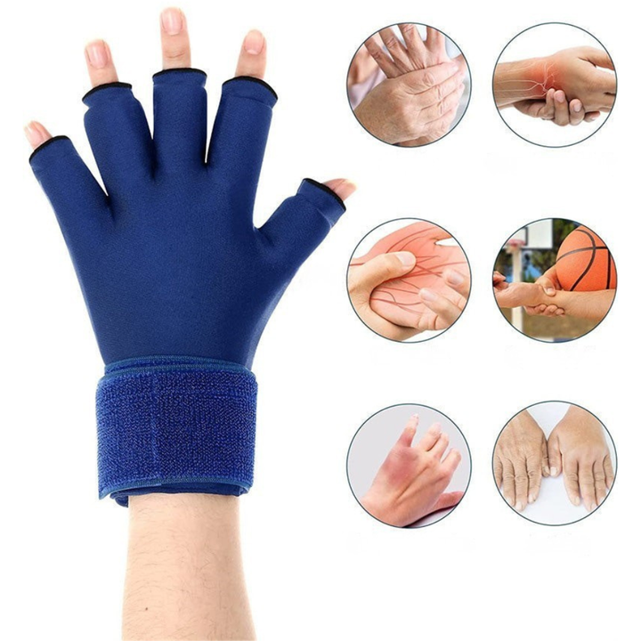 Premium Hot Cold Therapy Gloves Gel Compression Gloves Adjustable Wrist Strap Open Finger Design Reusable Ice Heat Pack for Hands Daily Use Comfort Fit
