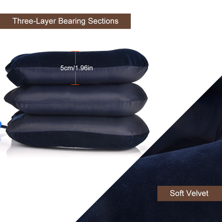 Premium Inflatable Neck Collar Adjustable Cervical Support Pillow Portable Neck Support with Hand Pump for Work Travel Daily Use Comfort Fit
