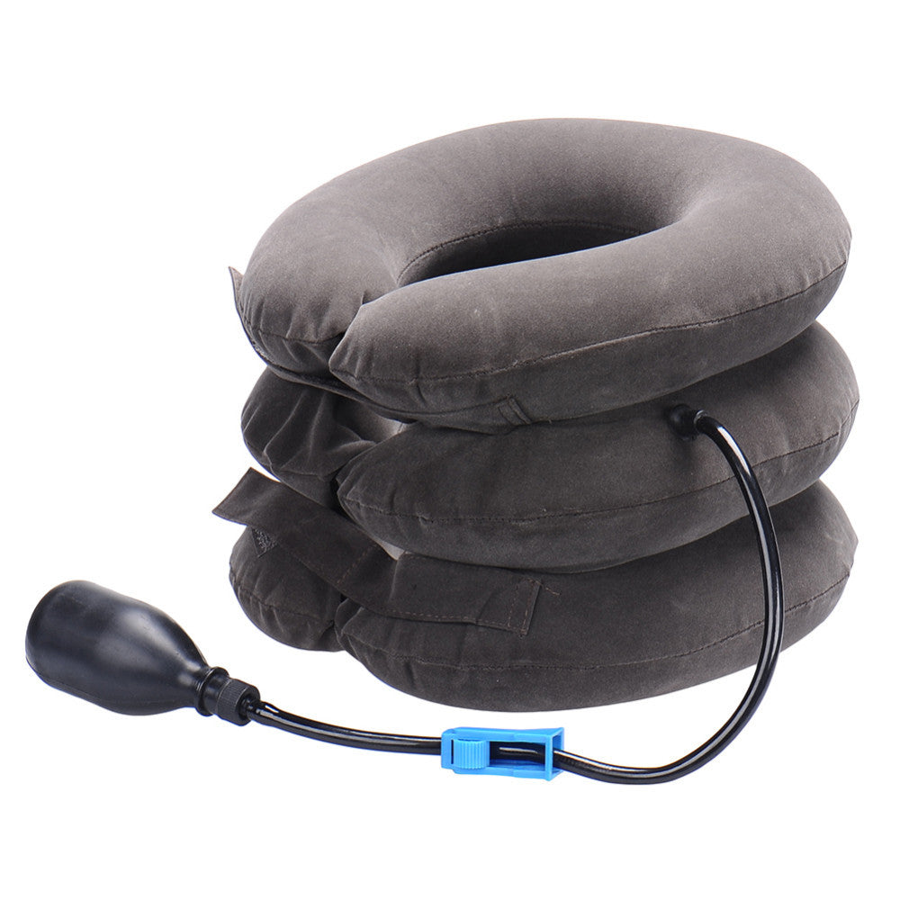 Premium Inflatable Neck Collar Adjustable Cervical Support Pillow Portable Neck Support with Hand Pump for Work Travel Daily Use Comfort Fit