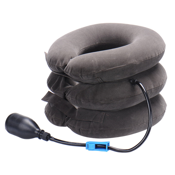 Premium Inflatable Neck Collar Adjustable Cervical Support Pillow Portable Neck Support with Hand Pump for Work Travel Daily Use Comfort Fit