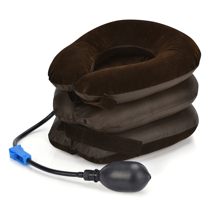 Premium Inflatable Neck Collar Adjustable Cervical Support Pillow Portable Neck Support with Hand Pump for Work Travel Daily Use Comfort Fit