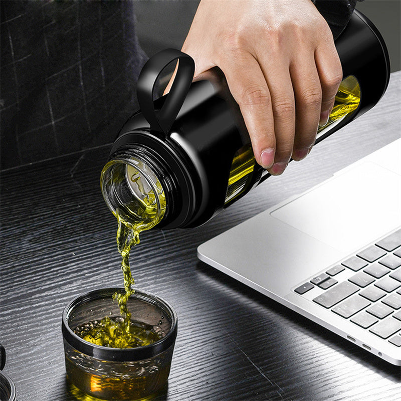 Premium Insulated Tea Cup 800ML 1000ML Double Layer Glass Bottle Water Separation Brewing Leak Proof Portable Hot Cold Drink Cup for Travel Office