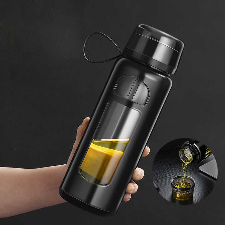 Premium Insulated Tea Cup 800ML 1000ML Double Layer Glass Bottle Water Separation Brewing Leak Proof Portable Hot Cold Drink Cup for Travel Office
