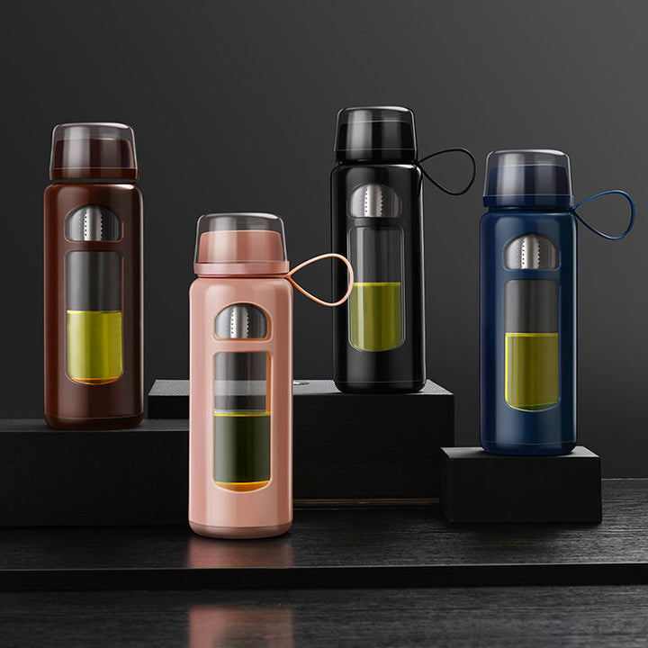 Premium Insulated Tea Cup 800ML 1000ML Double Layer Glass Bottle Water Separation Brewing Leak Proof Portable Hot Cold Drink Cup for Travel Office