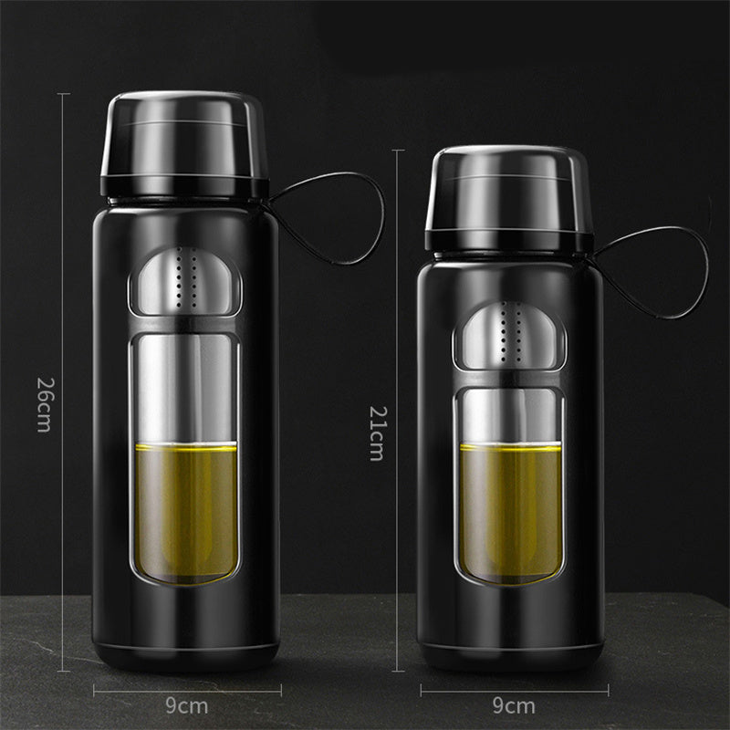 Premium Insulated Tea Cup 800ML 1000ML Double Layer Glass Bottle Water Separation Brewing Leak Proof Portable Hot Cold Drink Cup for Travel Office