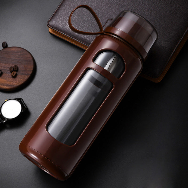 Premium Insulated Tea Cup 800ML 1000ML Double Layer Glass Bottle Water Separation Brewing Leak Proof Portable Hot Cold Drink Cup for Travel Office