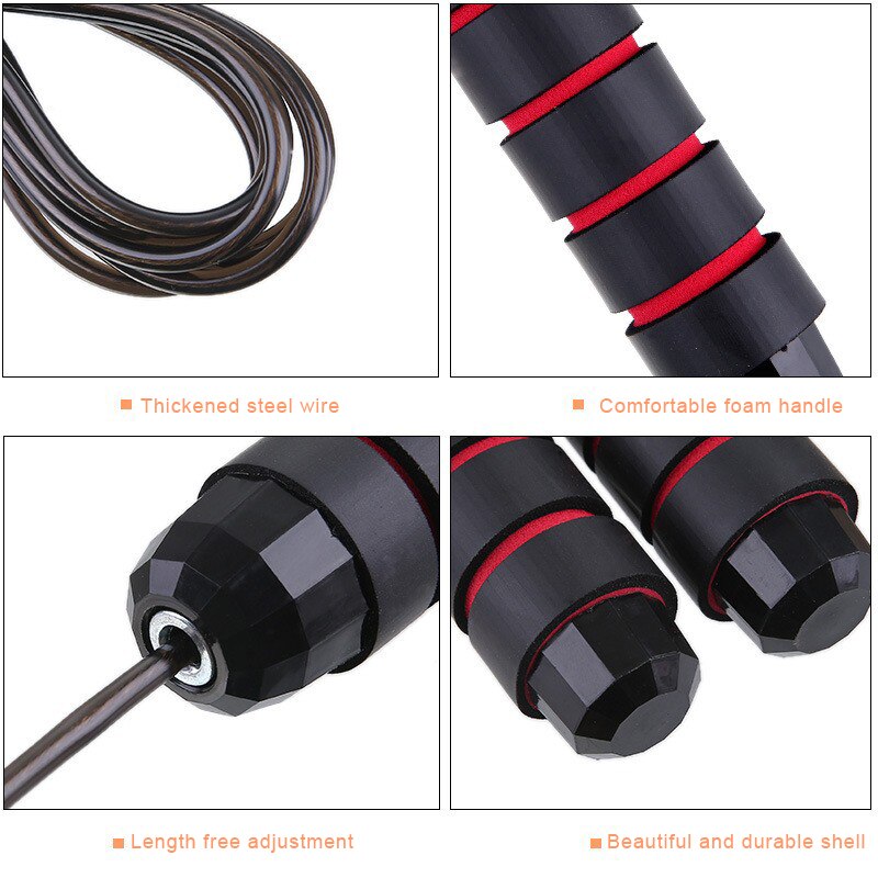Premium Jump Rope Adjustable Speed Cable 3m Ball Bearing Tangle Free Steel Wire PVC Fitness Skipping Rope for Gym Boxing Cross Training Home Use