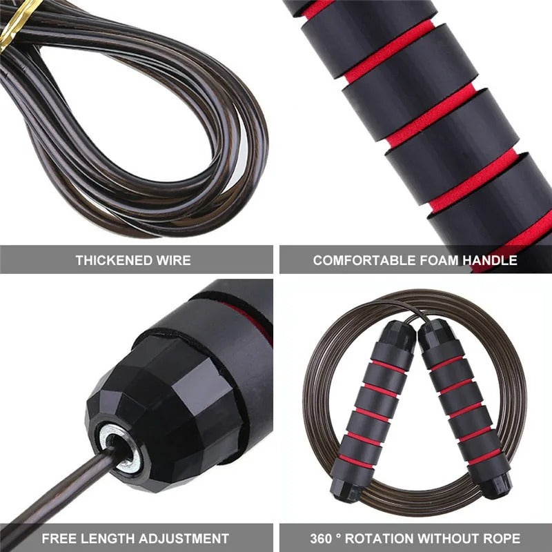 Premium Jump Rope Adjustable Speed Cable 3m Ball Bearing Tangle Free Steel Wire PVC Fitness Skipping Rope for Gym Boxing Cross Training Home Use