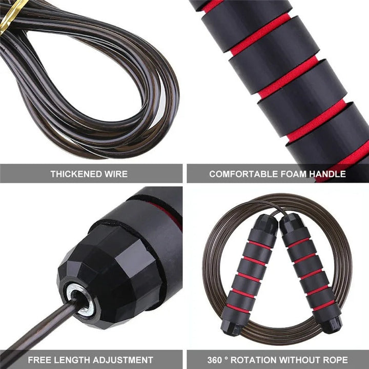 Premium Jump Rope Adjustable Speed Cable 3m Ball Bearing Tangle Free Steel Wire PVC Fitness Skipping Rope for Gym Boxing Cross Training Home Use