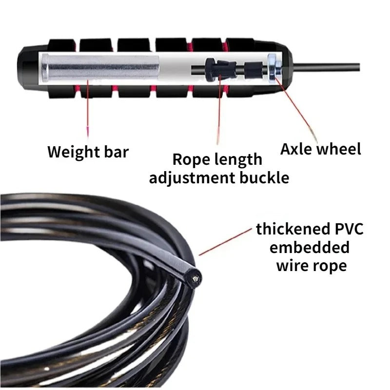 Premium Jump Rope Adjustable Speed Cable 3m Ball Bearing Tangle Free Steel Wire PVC Fitness Skipping Rope for Gym Boxing Cross Training Home Use