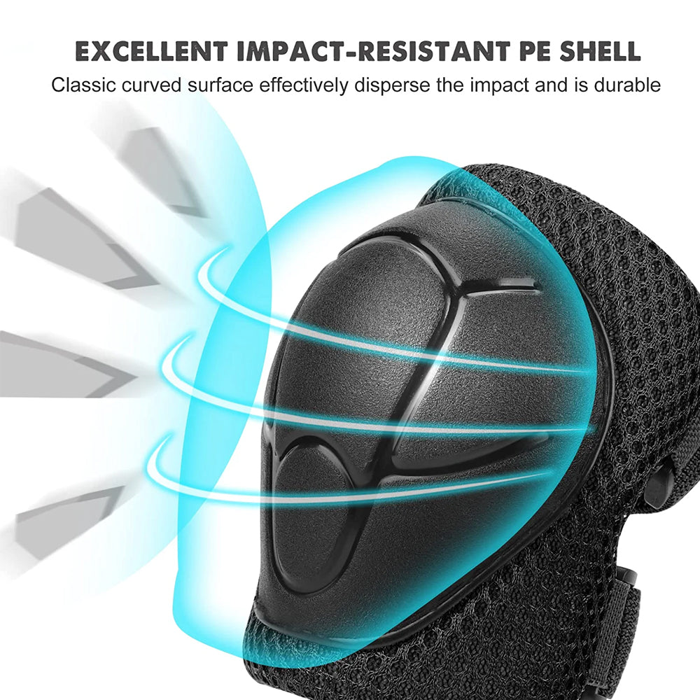Premium Kids Protective Gear Set Knee Elbow Wrist Guards Adjustable Safety Pads 6 Piece Set for Skating Cycling Skateboard Ages 3 to 7 Boys Girls