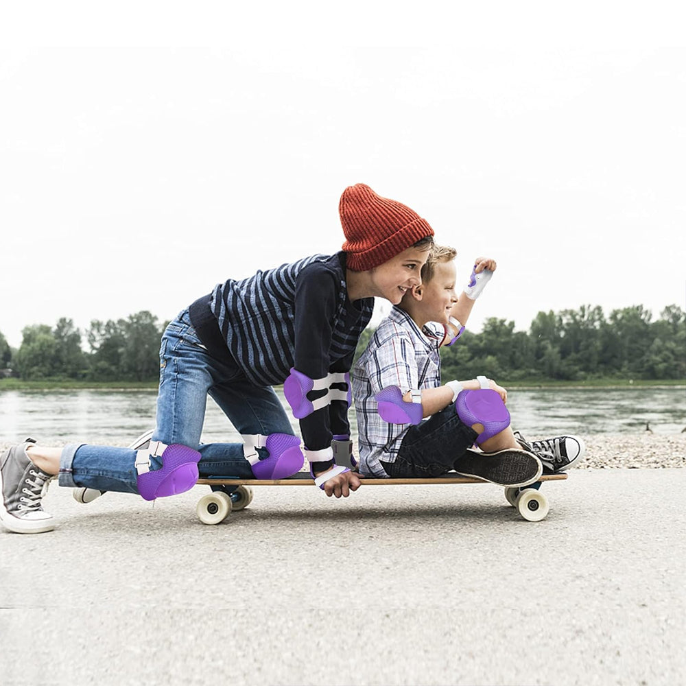 Premium Kids Protective Gear Set Knee Elbow Wrist Guards Adjustable Safety Pads 6 Piece Set for Skating Cycling Skateboard Ages 3 to 7 Boys Girls