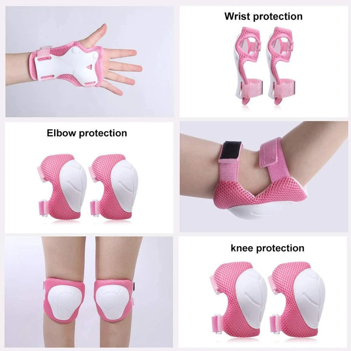 Premium Kids Protective Gear Set Knee Elbow Wrist Guards Adjustable Safety Pads 6 Piece Set for Skating Cycling Skateboard Ages 3 to 7 Boys Girls