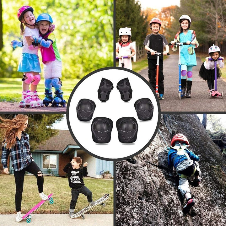 Premium Kids Protective Gear Set Knee Elbow Wrist Guards Adjustable Safety Pads 6 Piece Set for Skating Cycling Skateboard Ages 3 to 7 Boys Girls
