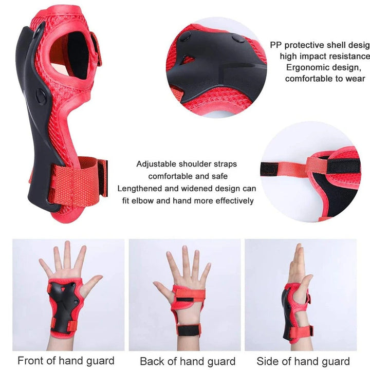 Premium Kids Protective Gear Set Knee Elbow Wrist Guards Adjustable Safety Pads 6 Piece Set for Skating Cycling Skateboard Ages 3 to 7 Boys Girls