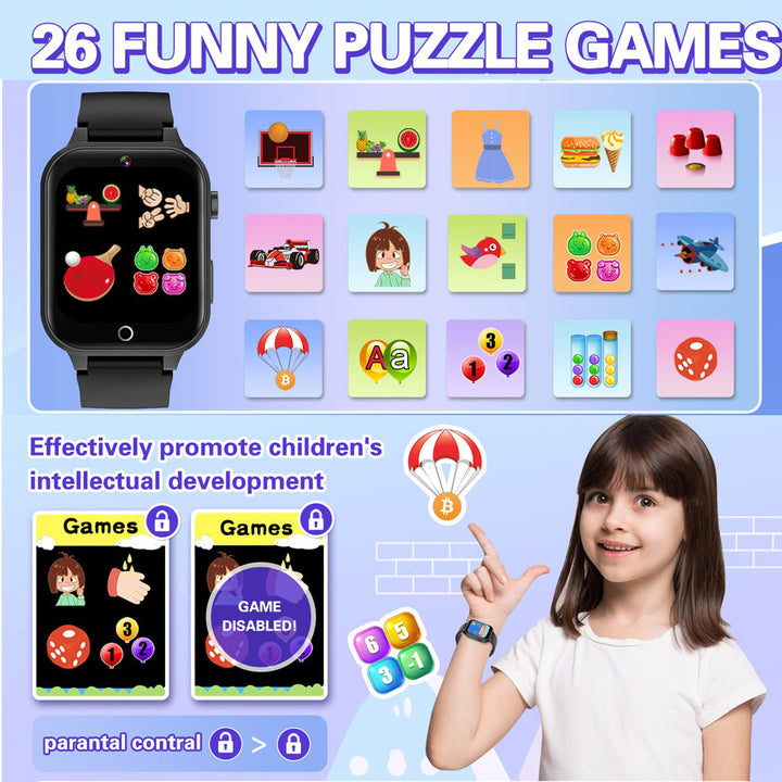 Premium Kids Smartwatch 4G Video Voice Calls GPS Tracker 1.69 Inch HD IP67 WiFi Bluetooth 8GB Android iOS Compatible Activity Tracker Safety Features