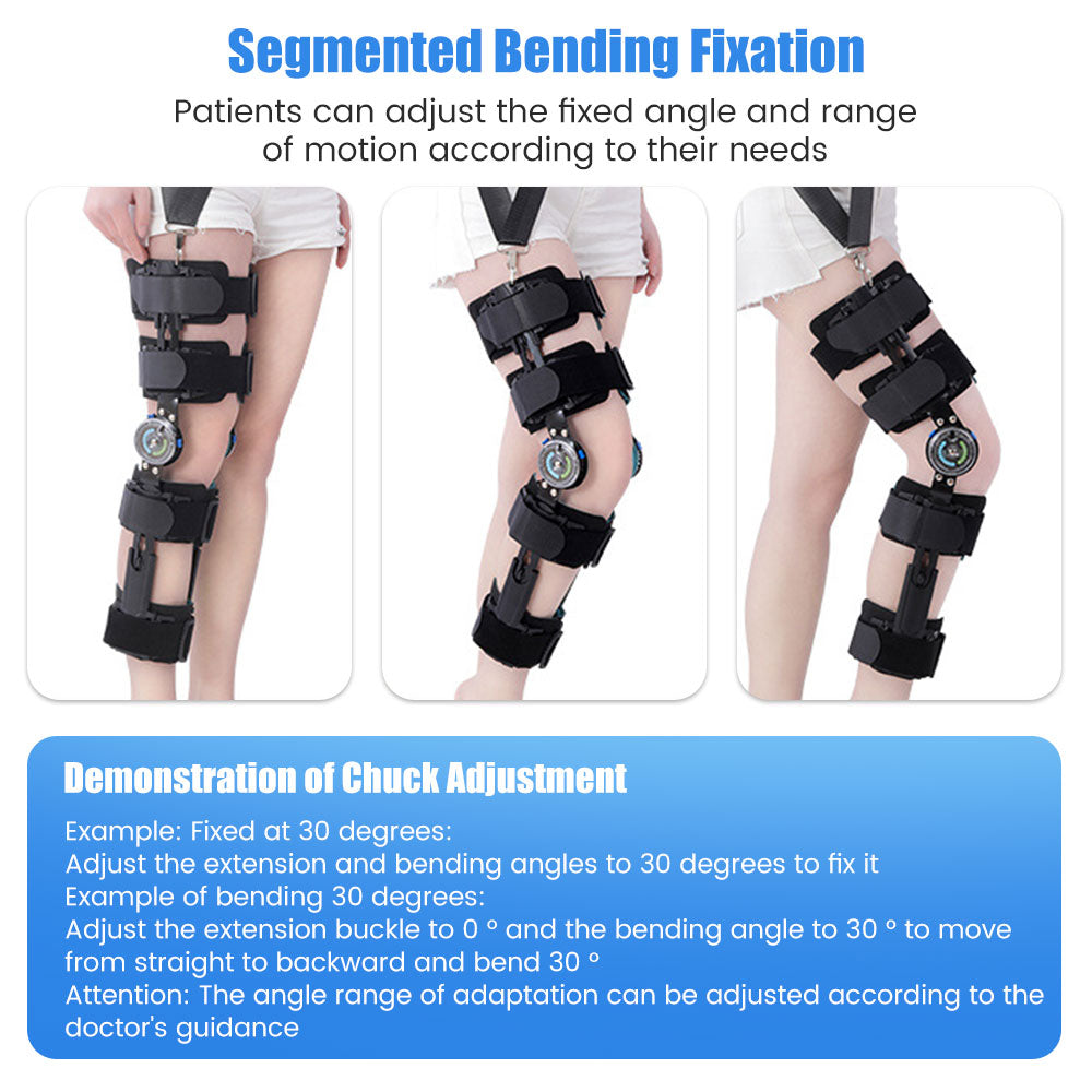 Premium Knee Brace Adjustable Hinged Knee Support ROM Control Aluminum Frame Knee Stabilizer One Size Left Right for Sports Work Daily Use