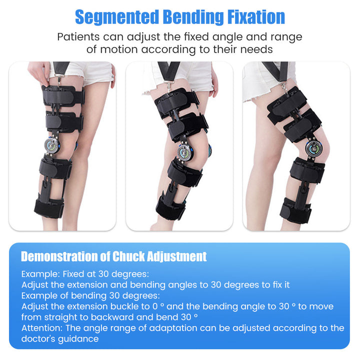 Premium Knee Brace Adjustable Hinged Knee Support ROM Control Aluminum Frame Knee Stabilizer One Size Left Right for Sports Work Daily Use