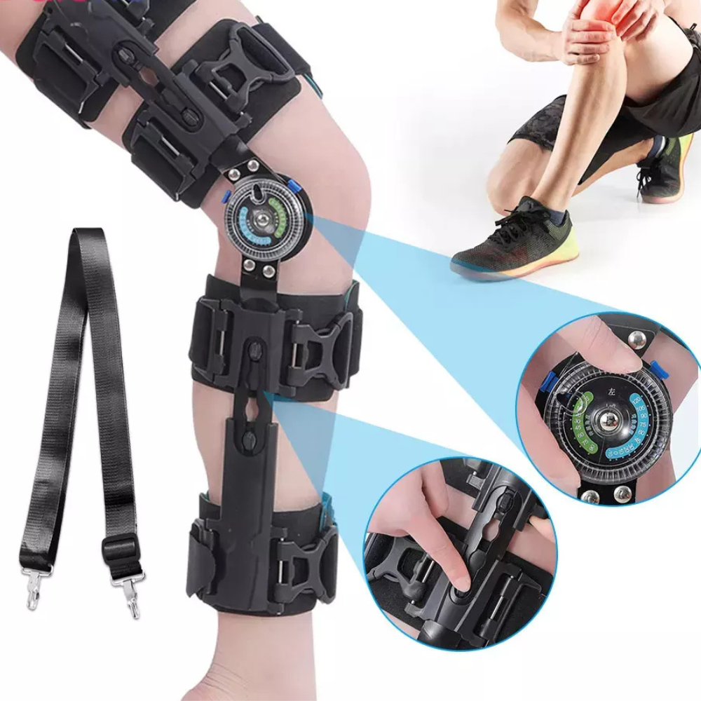 Premium Knee Brace Adjustable Hinged Knee Support ROM Control Aluminum Frame Knee Stabilizer One Size Left Right for Sports Work Daily Use