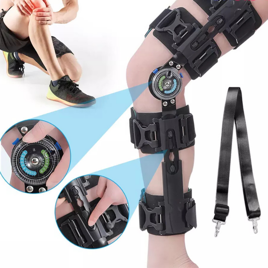 Premium Knee Brace Adjustable Hinged Knee Support ROM Control Aluminum Frame Knee Stabilizer One Size Left Right for Sports Work Daily Use