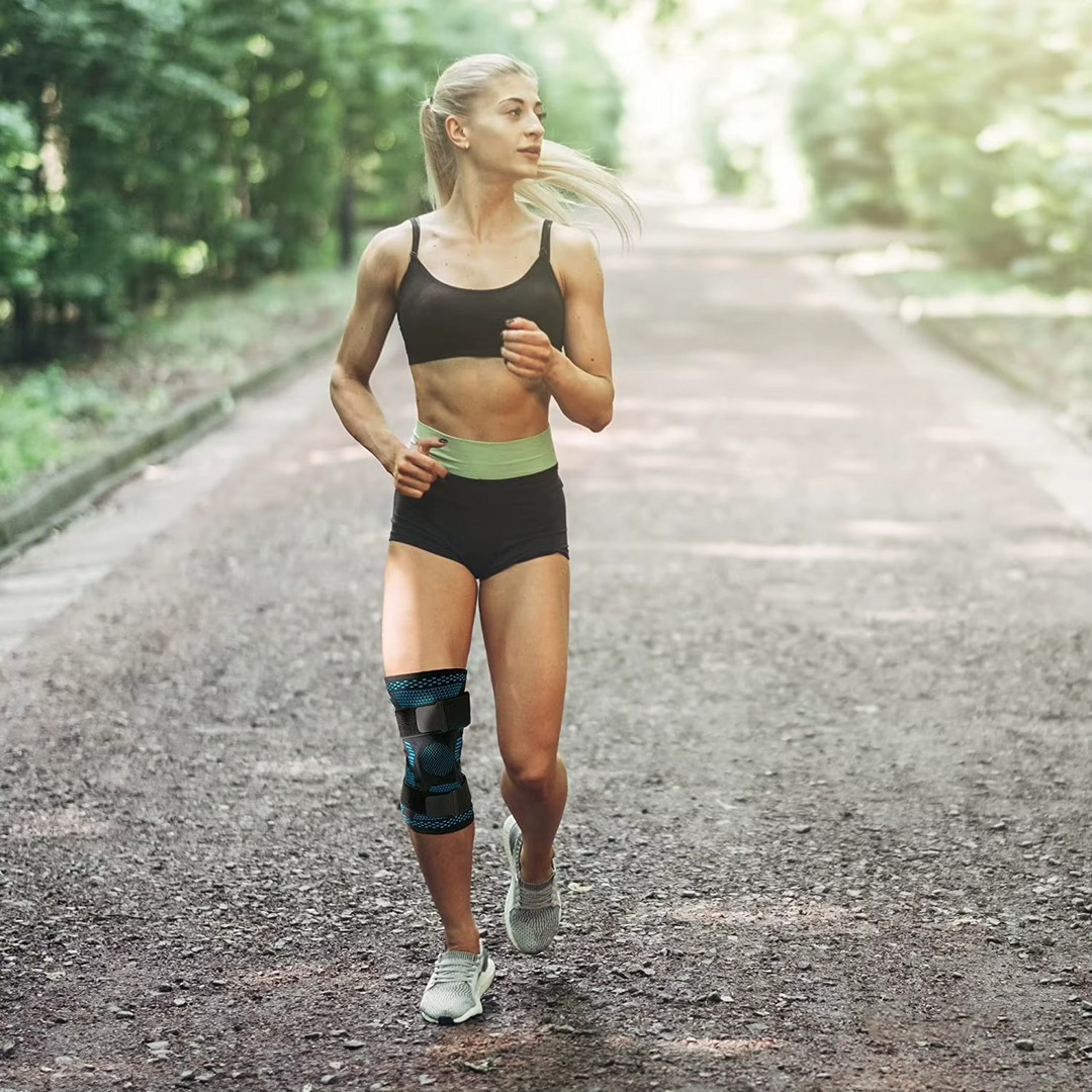Premium Knee Brace Hinged Support Adjustable Knee Stabilizer Dual Side Hinges Breathable Knee Support for Gym Running Work Daily Use 6 Sizes