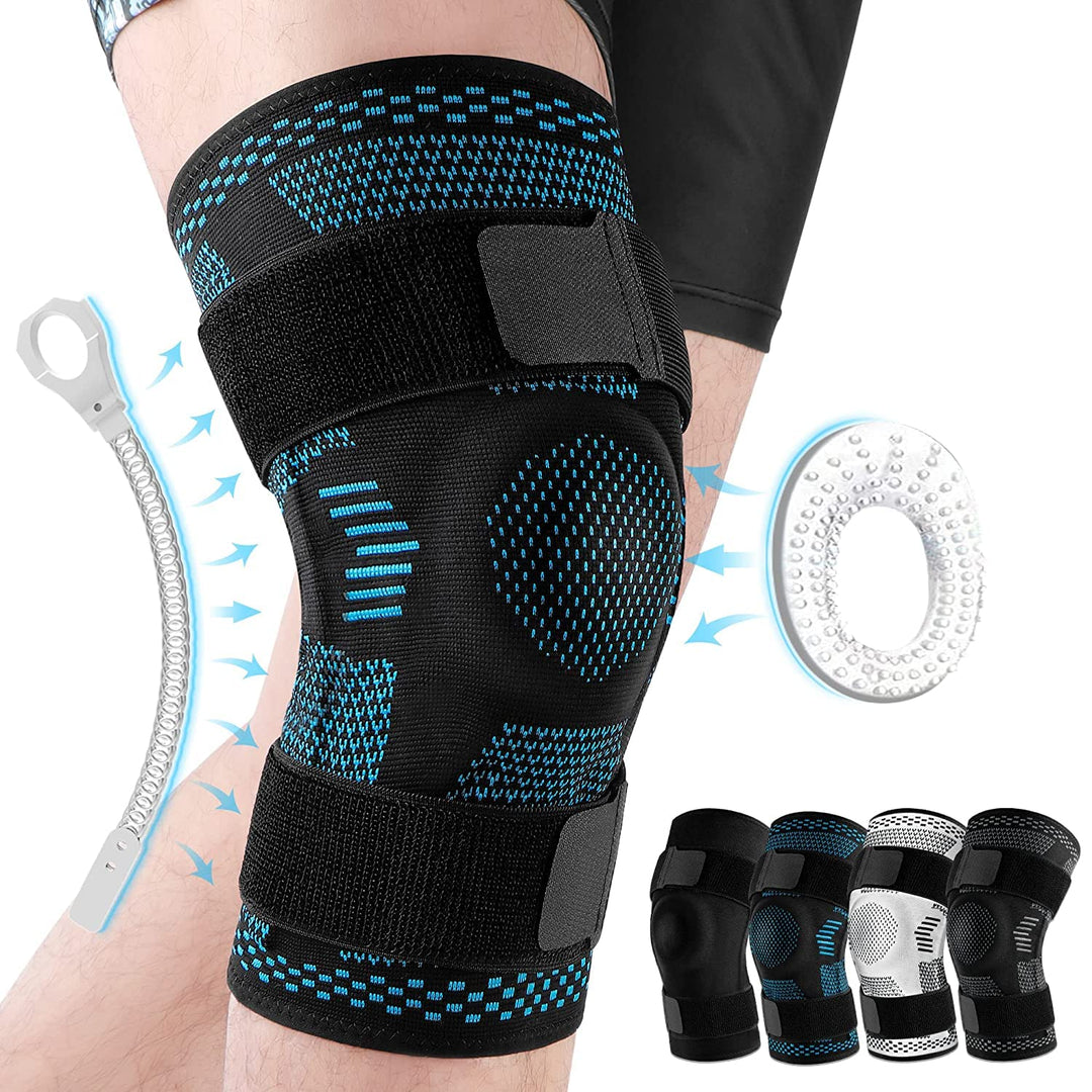Premium Knee Brace Hinged Support Adjustable Knee Stabilizer Dual Side Hinges Breathable Knee Support for Gym Running Work Daily Use 6 Sizes